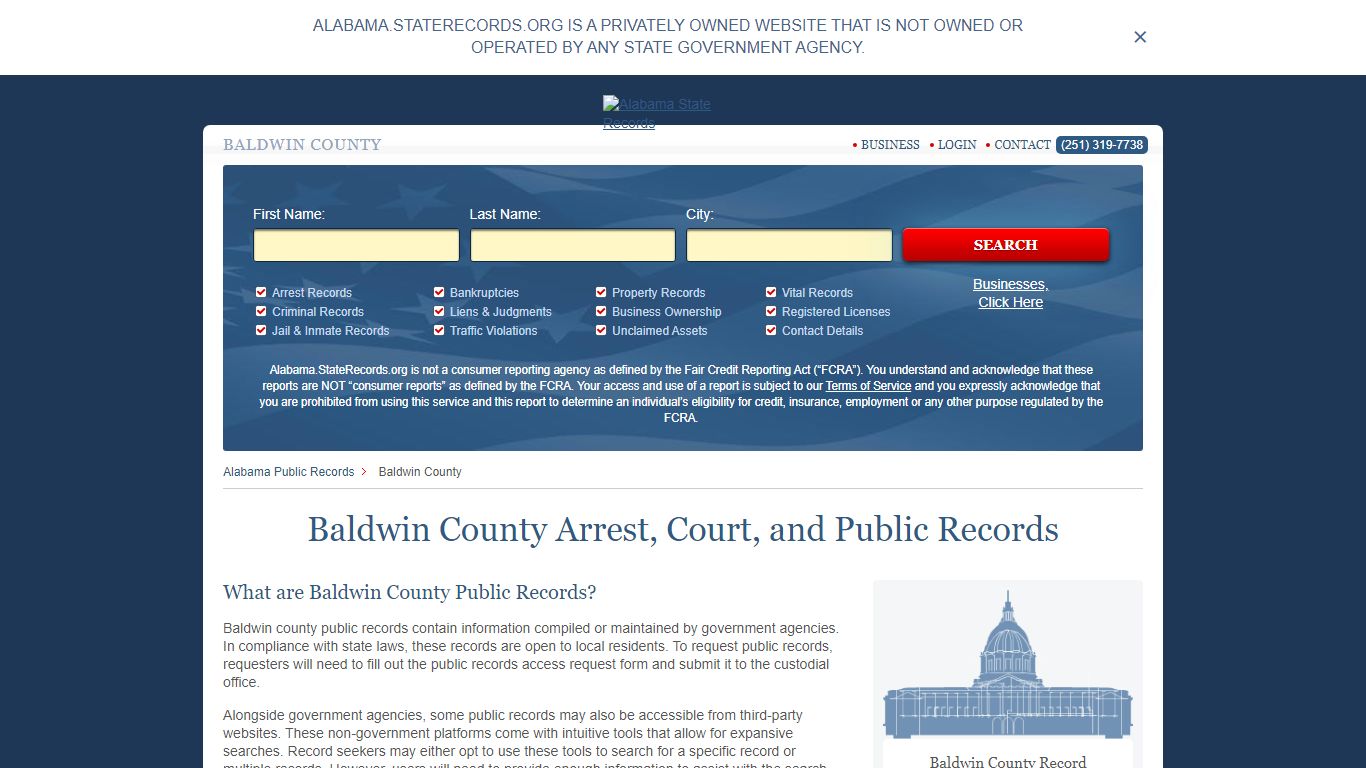 Baldwin County Arrest, Court, and Public Records